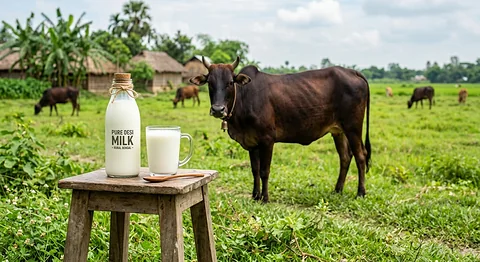 খাঁটি দেশি গরুর তরল দুধ (Pure Desi Cow Milk)