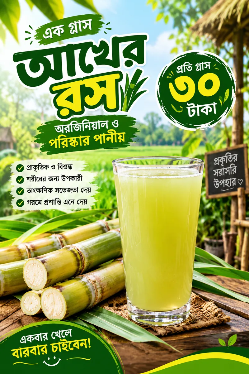 🌿🥤 এক গ্লাস টাটকা আখের রস, ! 💚
