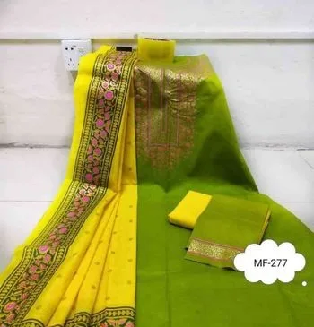 সুতি কটন ব্লক প্রিন্ট থ্রী পিস