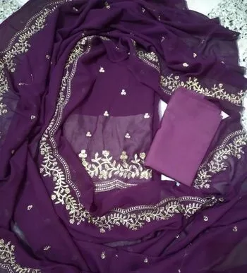 জর্জেট এম্ব্রয়ডারি ওয়ার্ক ফোর পিস