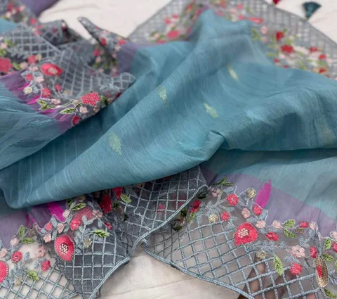 Designer Jamdani with embroidery & sequins work