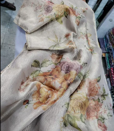 Tissue Crush with digital floral print