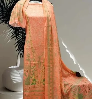 ড্রেস ডিজিটাল প্রিন্টের লোন থ্রি পিস