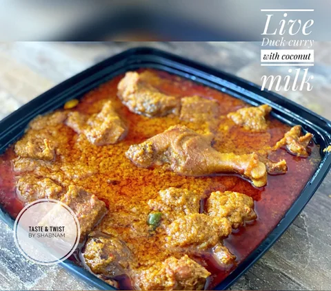 Live duck curry with coconut milk