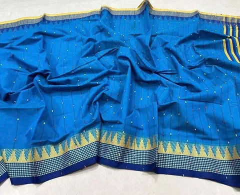 Blue Silk Cotton Mix Saree