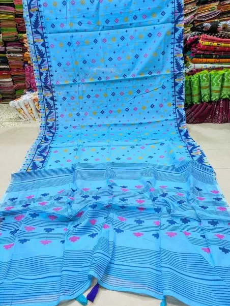 Blue & Fresh Combination Skin print saree