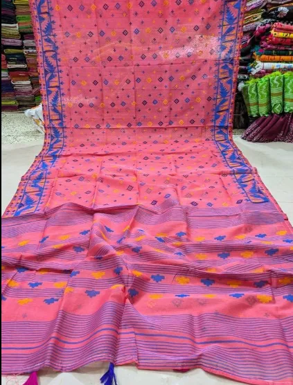 Light Red & Blue Combination Skin Print Sarre