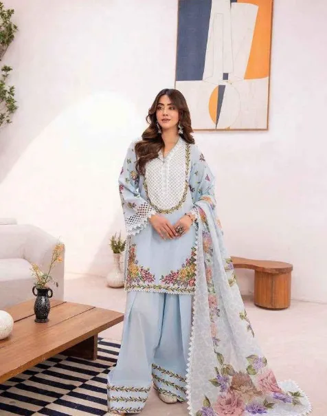 Fresh & White Combination Goal Daman Shirt With Farshi Shalwar