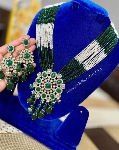 Kundan Jewelry with real stone drop