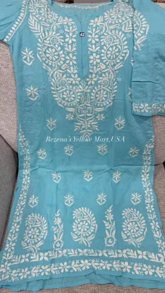 Fresh $ White Combination Chikonkari kurti
