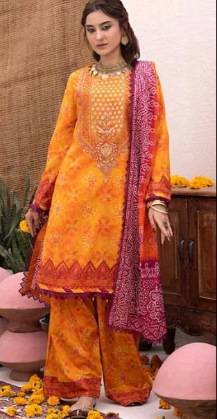 Yellow & Pink Combination Cotton Three pis