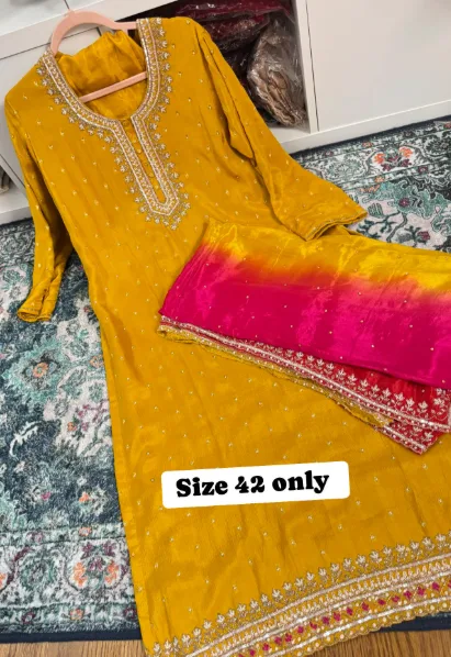 Yellow & Pink Combination Cotton Three Picec