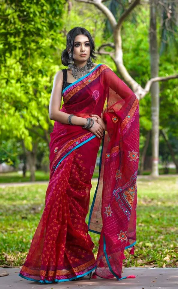 Hand embroidery Sharee