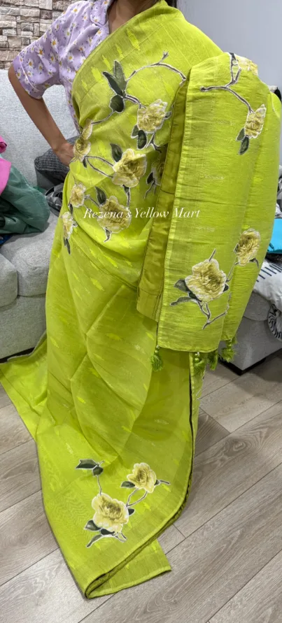 Designer Jamdani with embroidery & sequins work