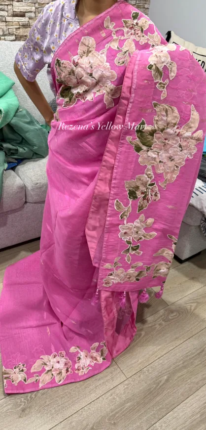 Jamdani with embroidery & sequins work
