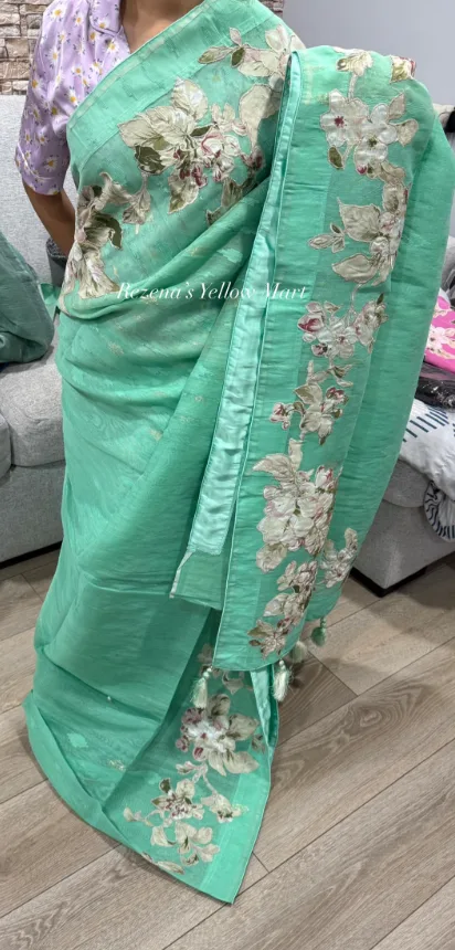 embroidery & sequins work Saree