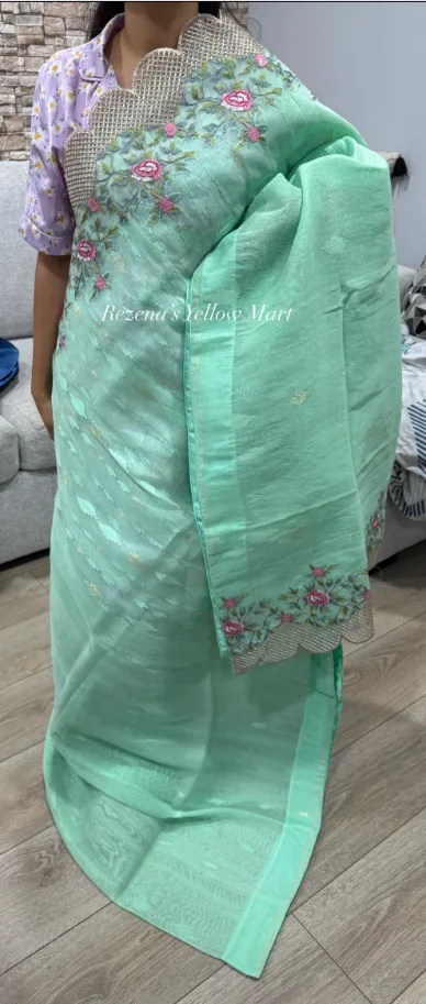 Designer Jamdani with embroidery & sequins work