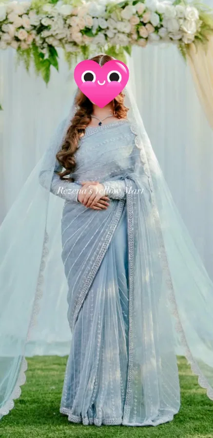 Pure muslin with all over embroidery  Saree
