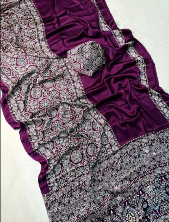 New AJRAKH  Saree