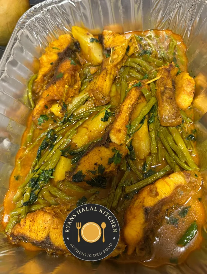 Mrigel Fish with Long beans and potato