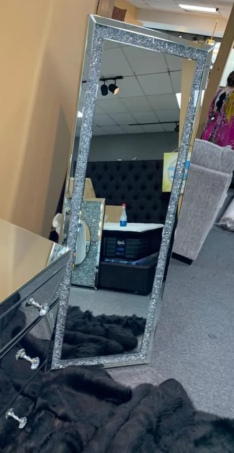 Crushed Diamond LED Cheval Mirror for sale