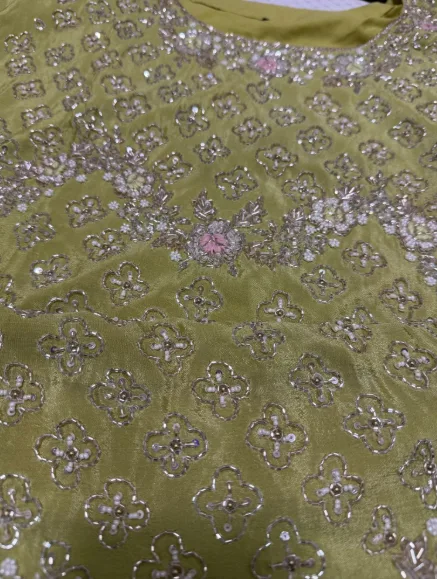 A Green organza silk kurta set