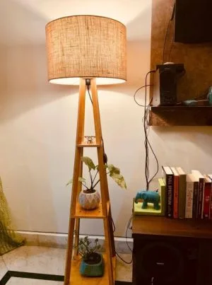 Wooden floor lamp