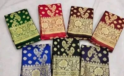 তাঁতের কালো কাতান সিল্ক শাড়ি