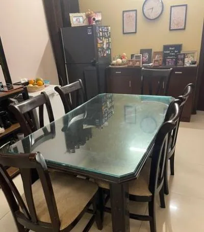 Bed, dinning table, cupboard for sale