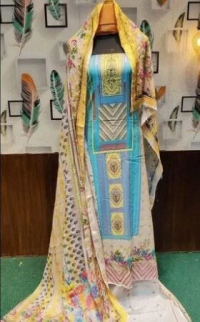 ডিজিটাল প্রিন্ট লোন থ্রিপিস বিক্রি হবে