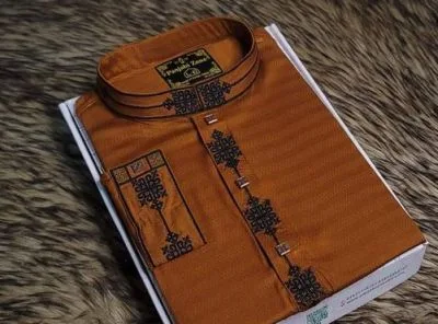 Fancy Cotton Fabrics Snap Button Embroidery Punjabi for Men