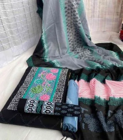 ব্লক বাটিক বুটিক্স কোয়ালিটি থ্রি পিস