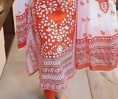 Cotton Unstitch Skin Print Three Piece