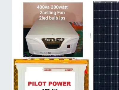 2 celling Fan bulb +155ah battery +180watt panel