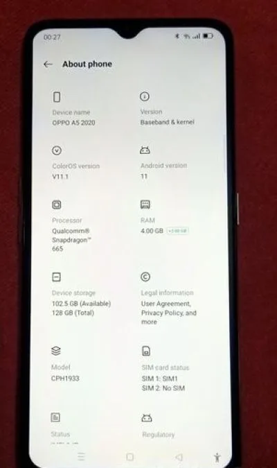 OPPO A5 2020 4GB 128 GB
