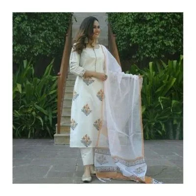 সাদা বুথাম গলা থ্রী-পিস