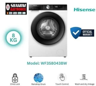 Hisense 8 kg Front Load Washing Machine WF3S8043BW