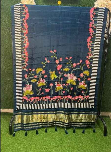 Gajji Silk Kalamkari Dupatta