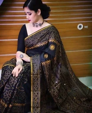 Block Print Reshmi Silk Sharee