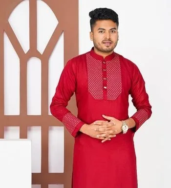 Premium Tansil Cotton Panjabi Marun