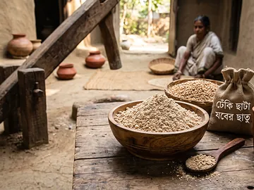 ঢেকিতে বানানো যবের ছাতু